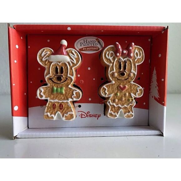 Disney Other - Disney Mickey and Minnie Mouse GINGERBREAD Christmas Salt Pepper Shakers NEW